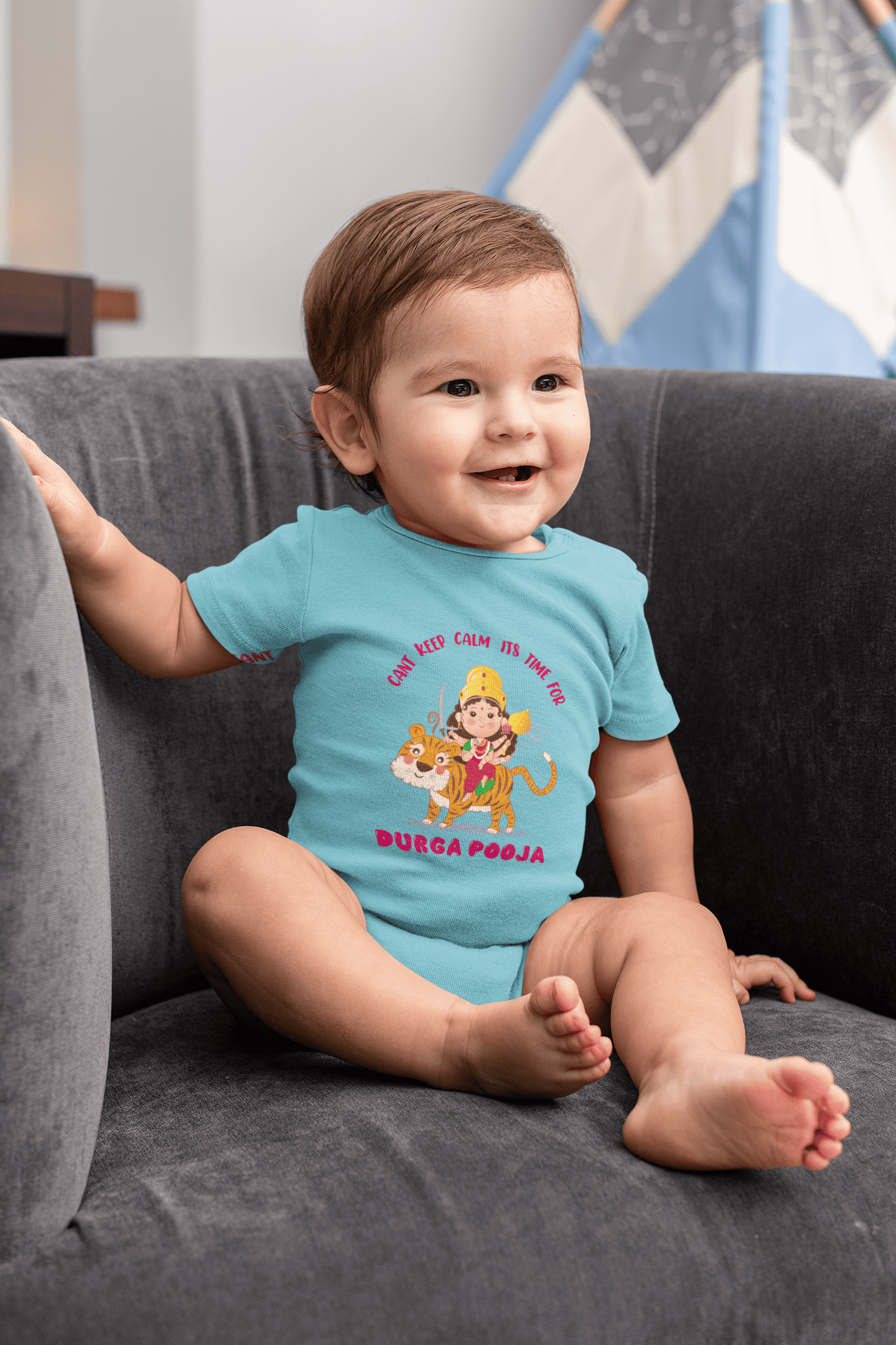 Can't Keep Calm It's Time For Durga Pooja Navratri Rompers for Baby Boy- FunkyTeesClub