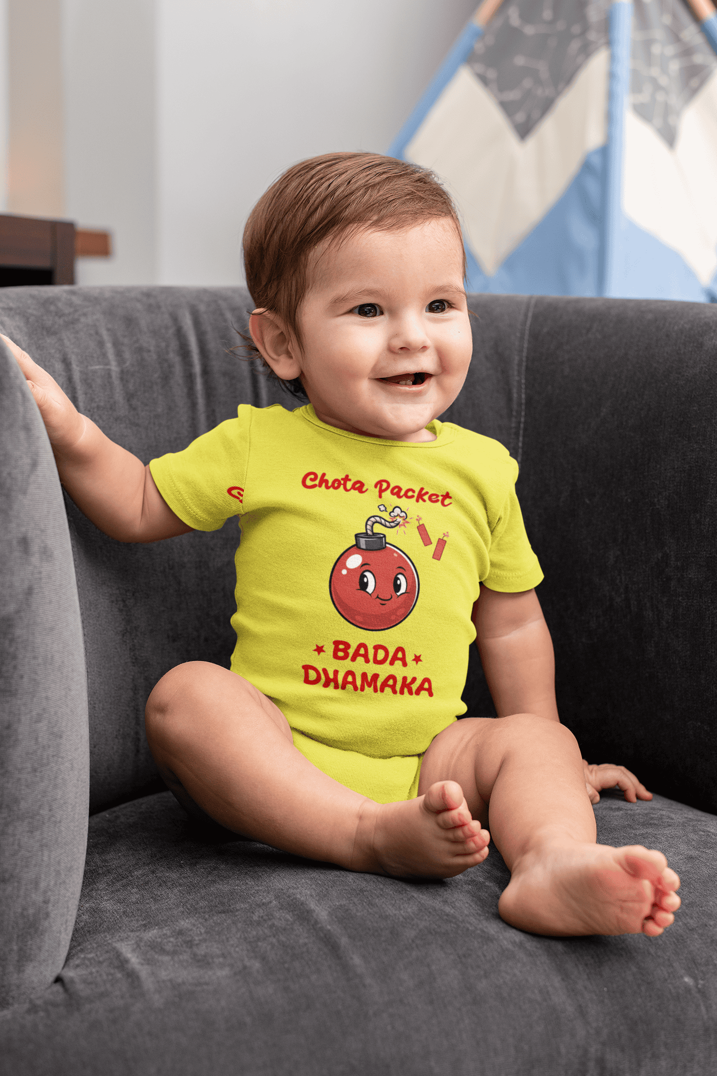 Chota Packet Bada Dhamaka Diwali Rompers for Baby Boy- FunkyTeesClub