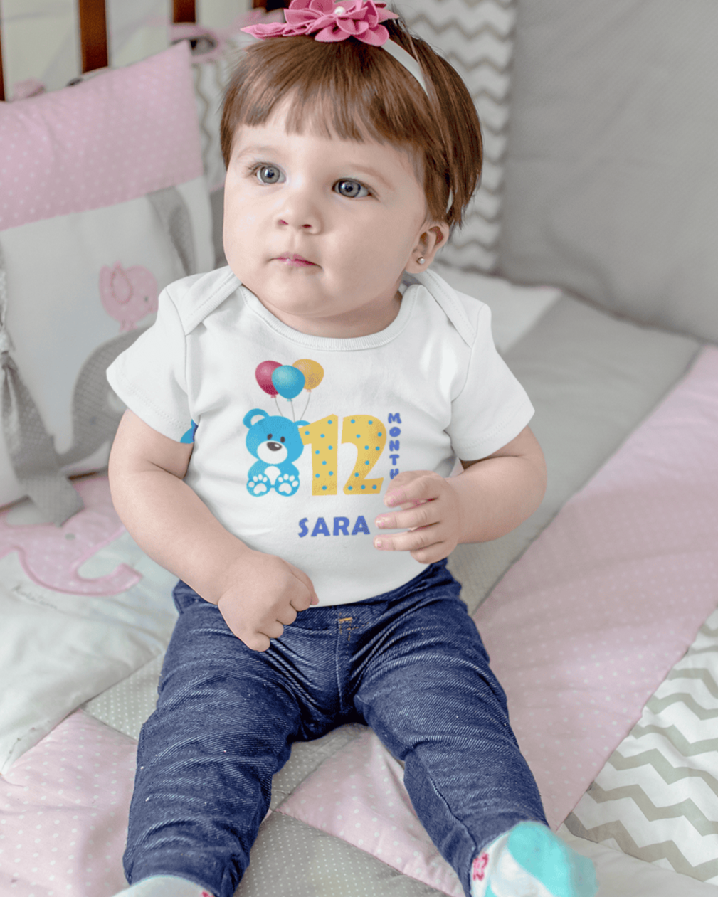 Custom Name Twelve Rompers for Baby Girl- FunkyTeesClub
