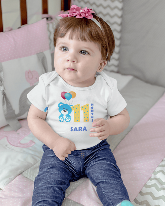 Custom Name Eleventh Rompers for Baby Girl- FunkyTeesClub