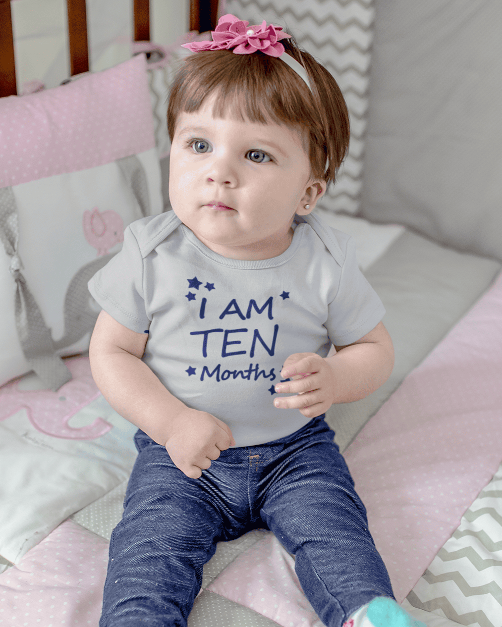 I Am Ten Months Rompers for Baby Girl- FunkyTeesClub