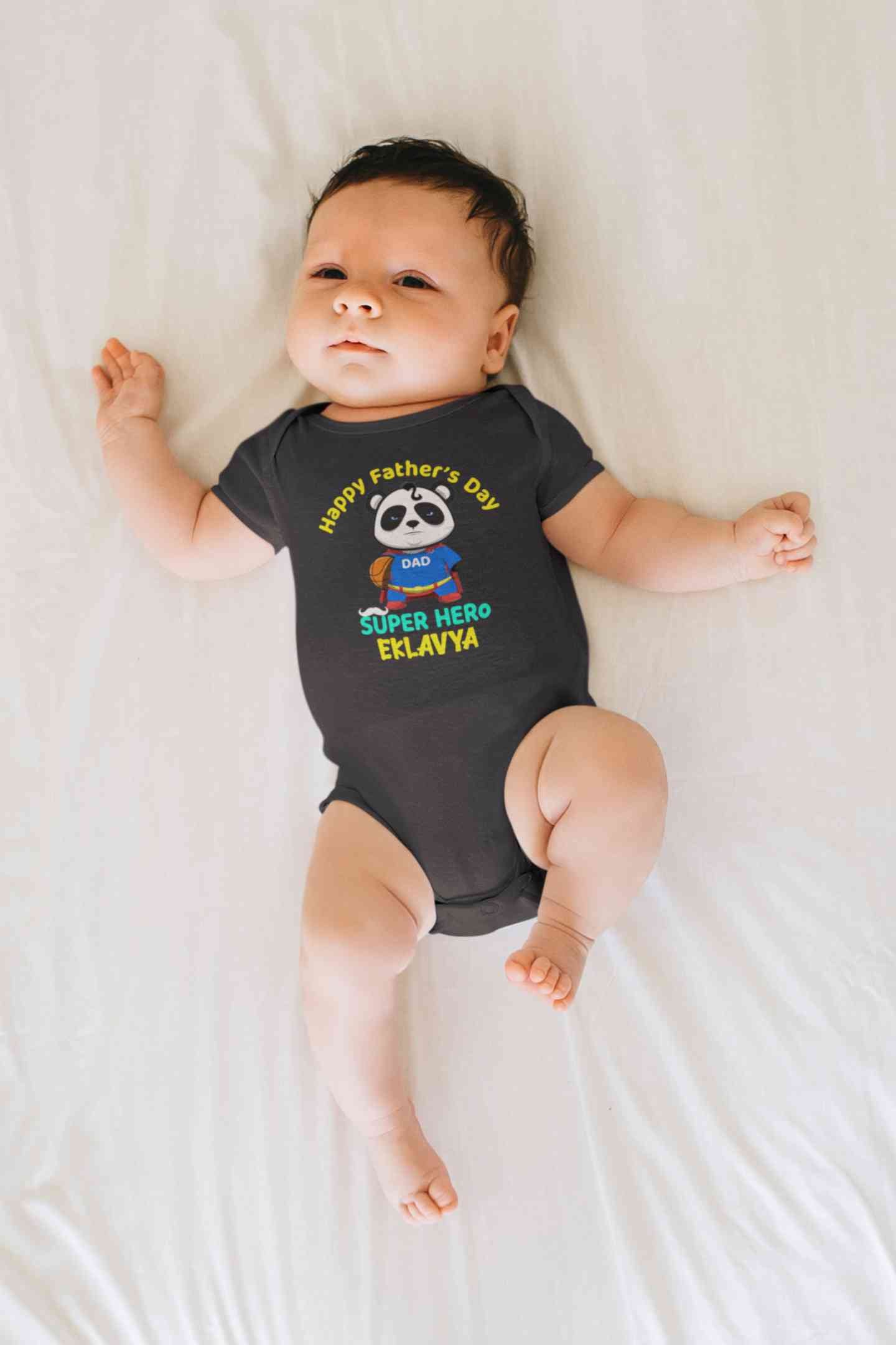 Custom Name Happy Fathers Day Super Hero Rompers for Baby Boy- FunkyTeesClub