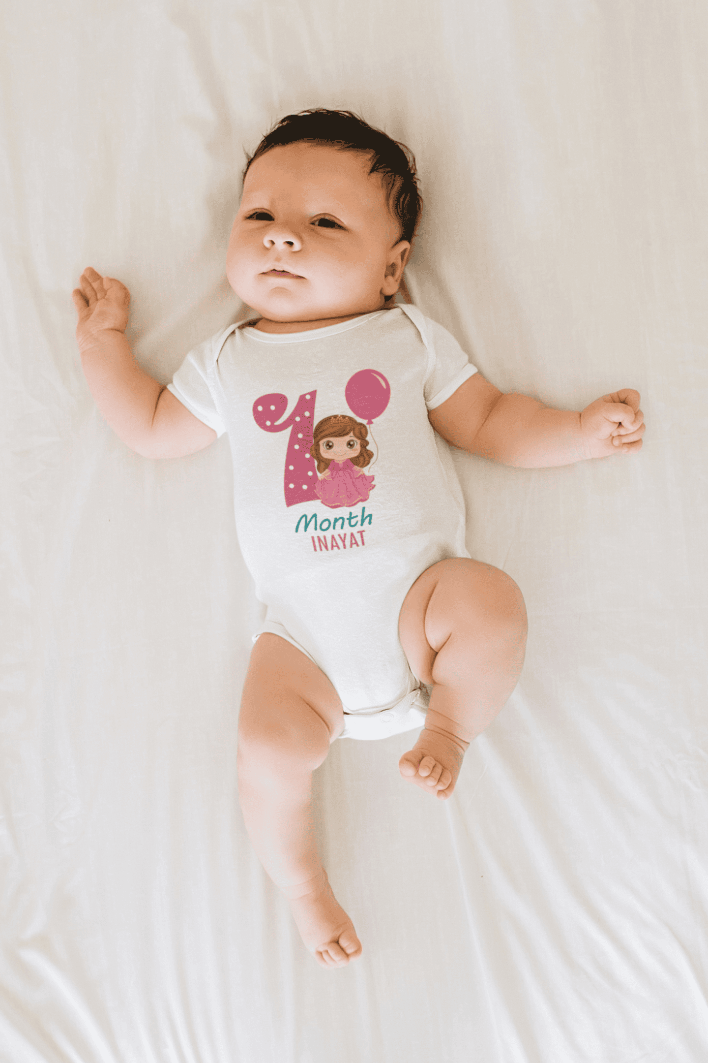 Custom Name First Month Rompers for Baby Girl- FunkyTeesClub