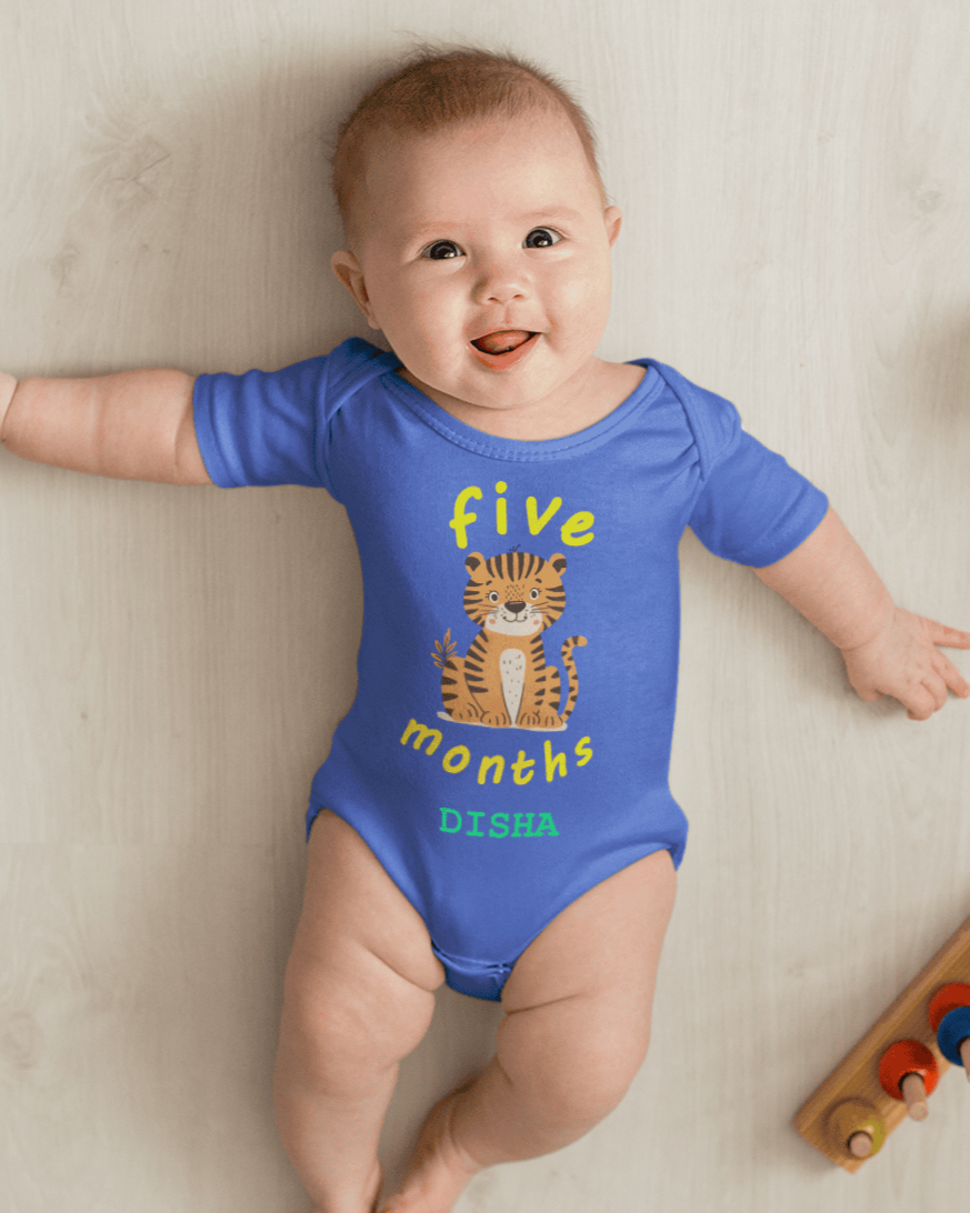 Custom Name Five Month Rompers for Baby Girl- FunkyTeesClub