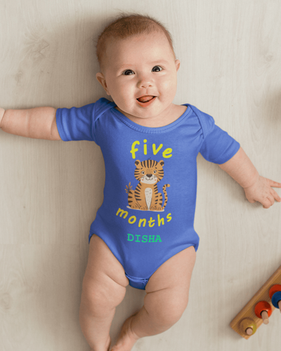 Custom Name Five Month Rompers for Baby Girl- FunkyTeesClub