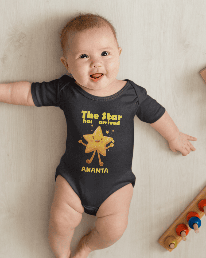 Custom Name The Star Has Arrived New Born Rompers for Baby Girl- FunkyTeesClub