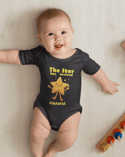 Custom Name The Star Has Arrived New Born Rompers for Baby Girl- FunkyTeesClub