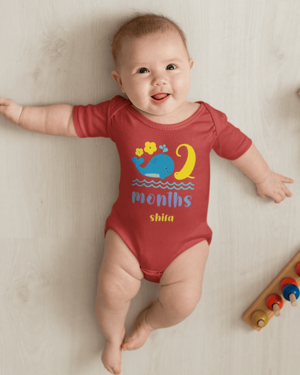 Custom Name Month Two Rompers for Baby Girl- FunkyTeesClub