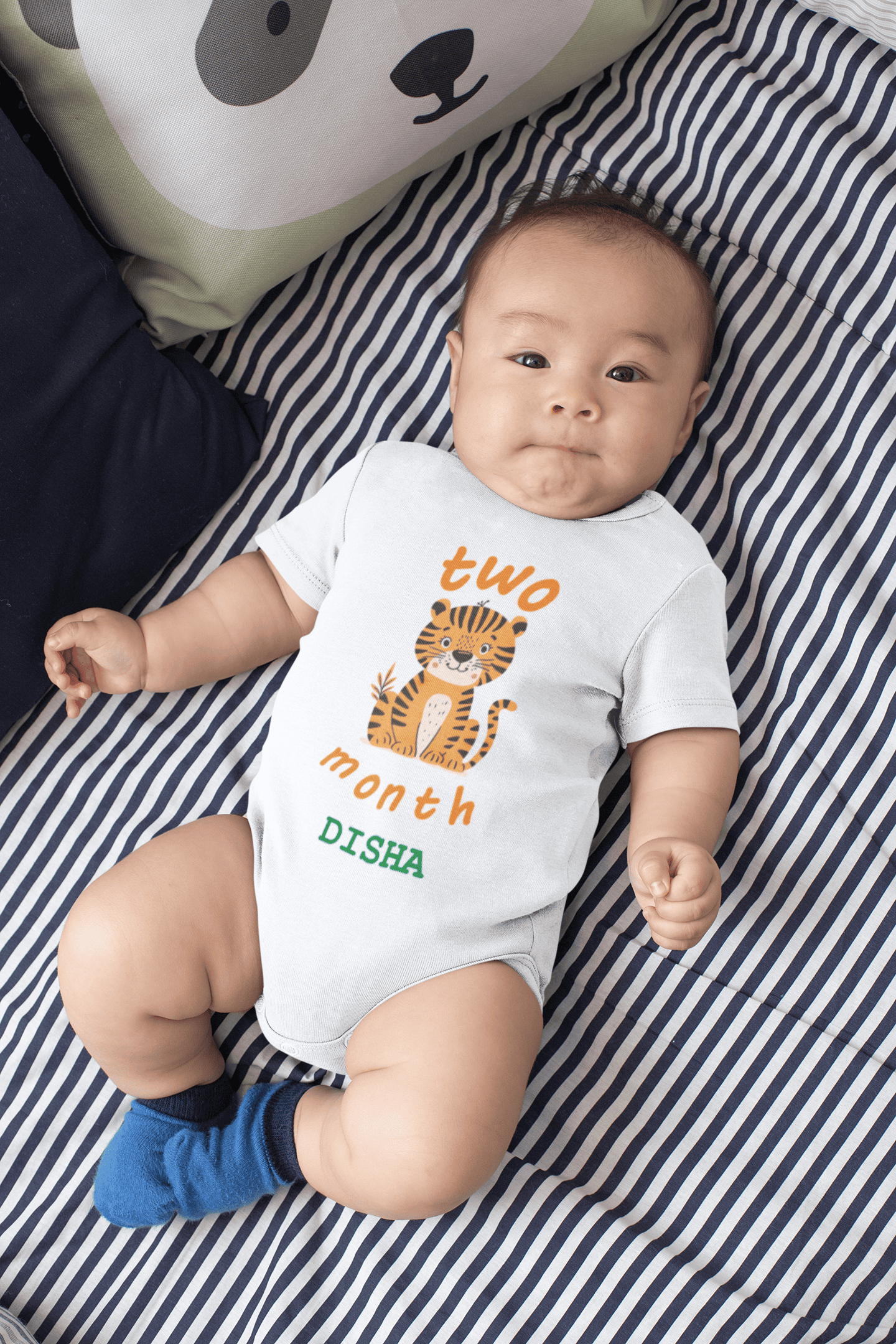 Custom Name Two Month Rompers for Baby Girl- FunkyTeesClub