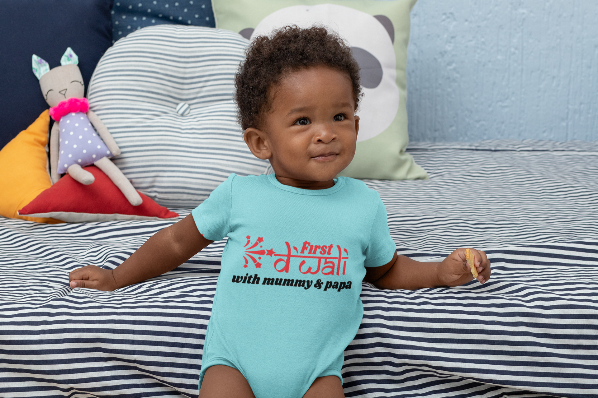 First Diwali with Mummy and Papa Rompers for Baby Boy- FunkyTeesClub