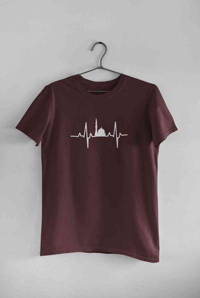 Muslim Heartbeat Islamic Mosque Worship Place Mens Half Sleeves T-shirt- FunkyTeesClub