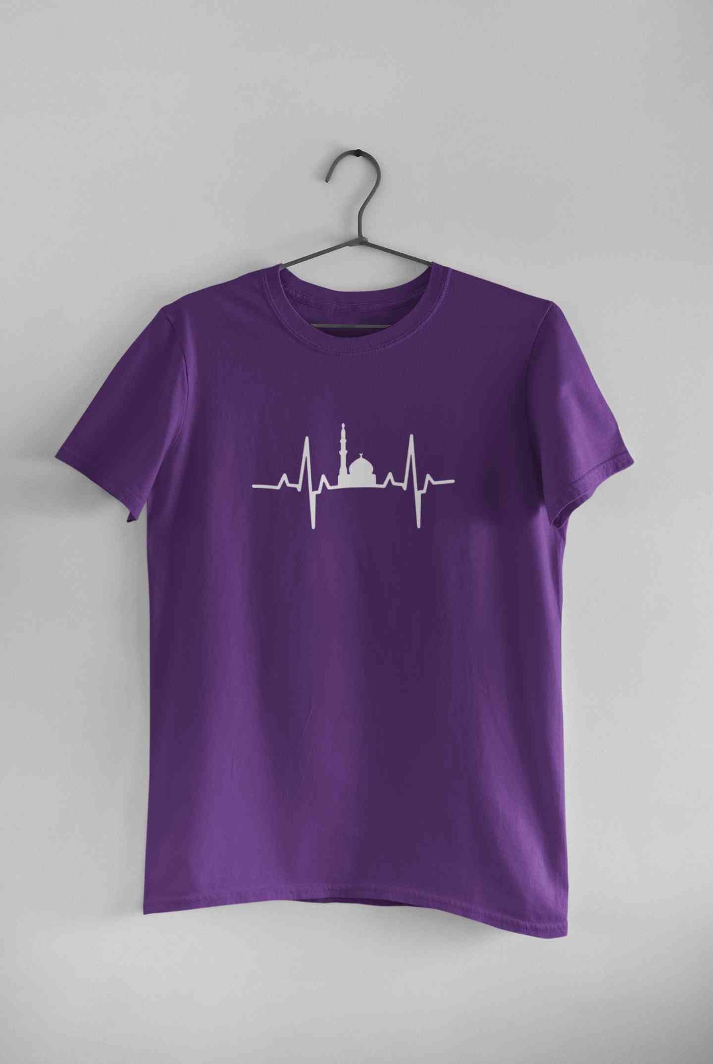 Muslim Heartbeat Islamic Mosque Worship Place Mens Half Sleeves T-shirt- FunkyTeesClub