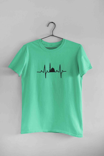 Muslim Heartbeat Islamic Mosque Worship Place Mens Half Sleeves T-shirt- FunkyTeesClub