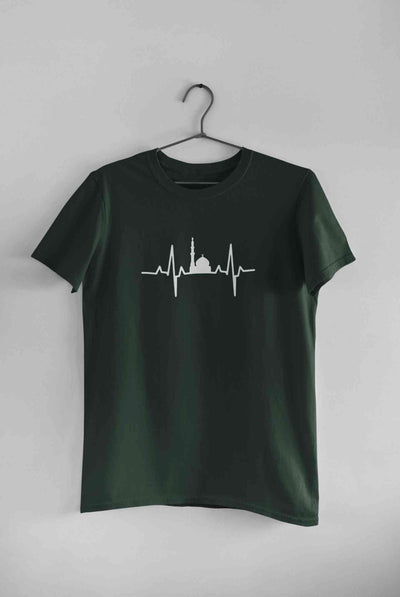 Muslim Heartbeat Islamic Mosque Worship Place Mens Half Sleeves T-shirt- FunkyTeesClub