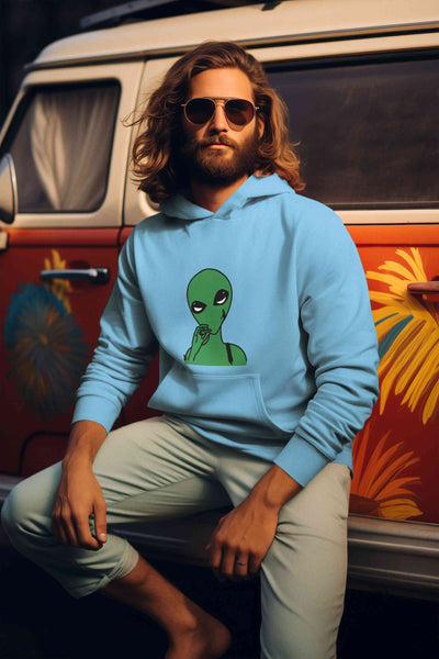 Alien Smoking Graphic Men Hoodies-FunkyTeesClub