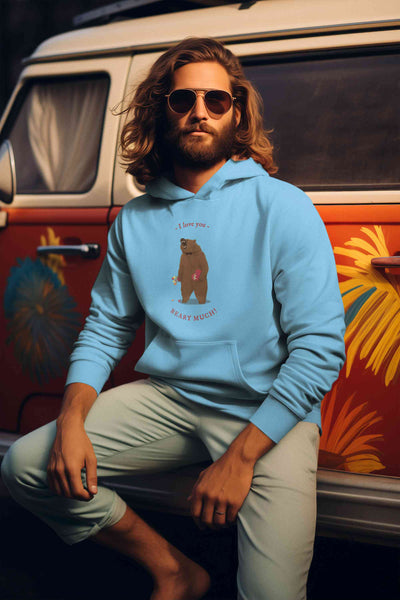 I Love You Beary Much Cartoon Graphics Quotes Men Hoodies-FunkyTeesClub