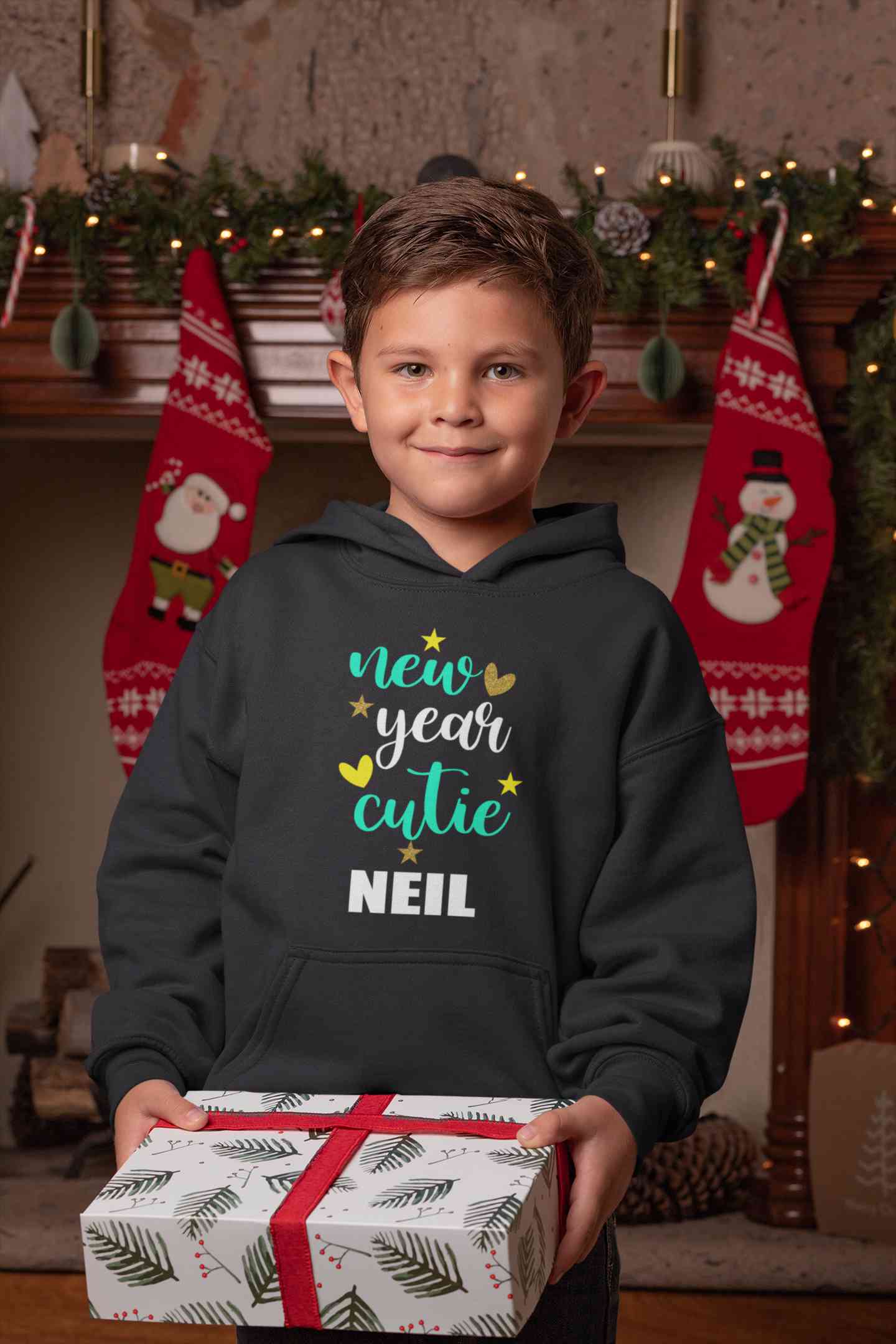 Customized Name New Year Cutie Boy Hoodies-FunkyTeesClub