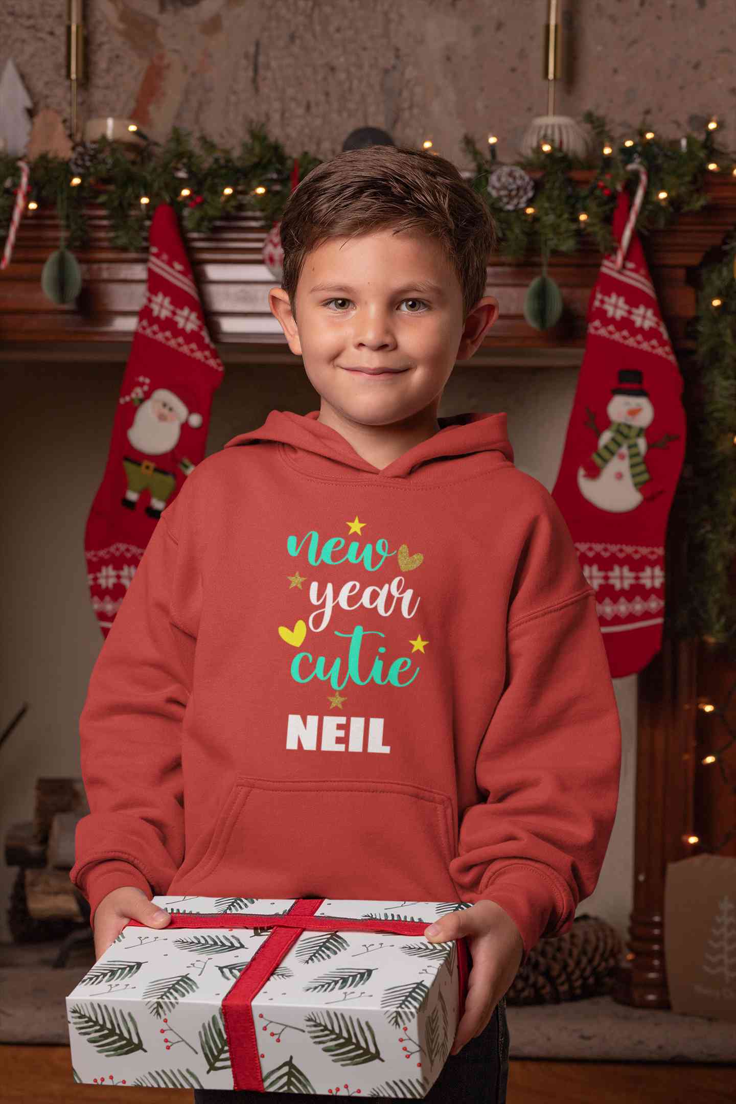 Customized Name New Year Cutie Boy Hoodies-FunkyTeesClub