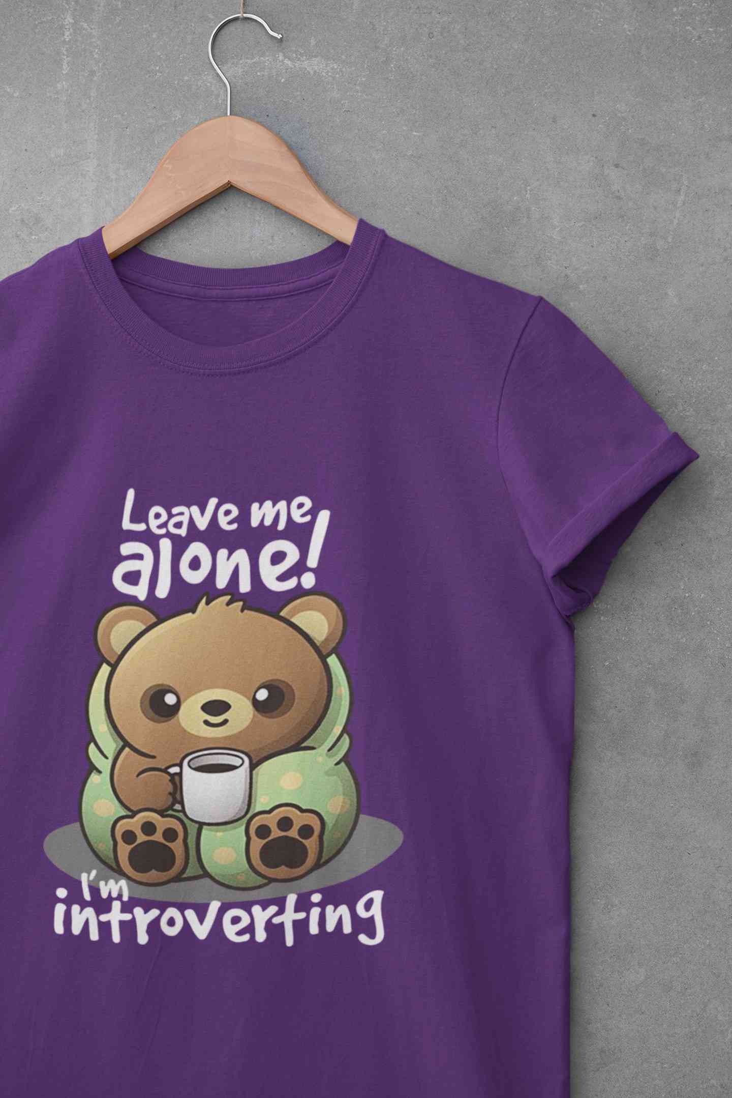 Leave Me Alone I Am Introverting Graphic Funny Quotes Women Half Sleeves T-shirt- FunkyTeesClub