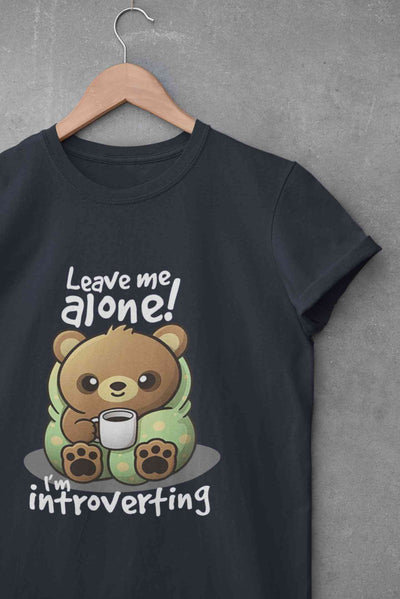Leave Me Alone I Am Introverting Graphic Funny Quotes Mens Half Sleeves T-shirt- FunkyTeesClub