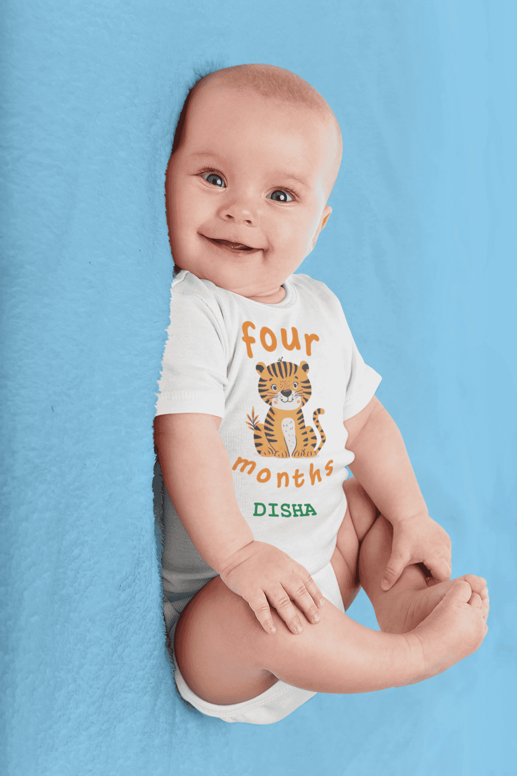 Custom Name Four Month Rompers for Baby Girl- FunkyTeesClub