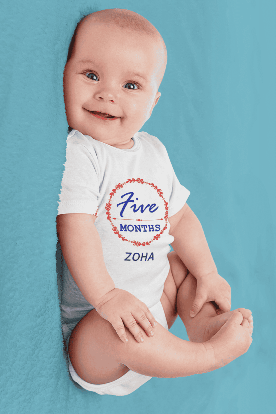 Custom Name Five Months Rompers for Baby Girl- FunkyTeesClub