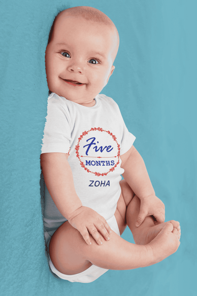 Custom Name Five Months Rompers for Baby Girl- FunkyTeesClub