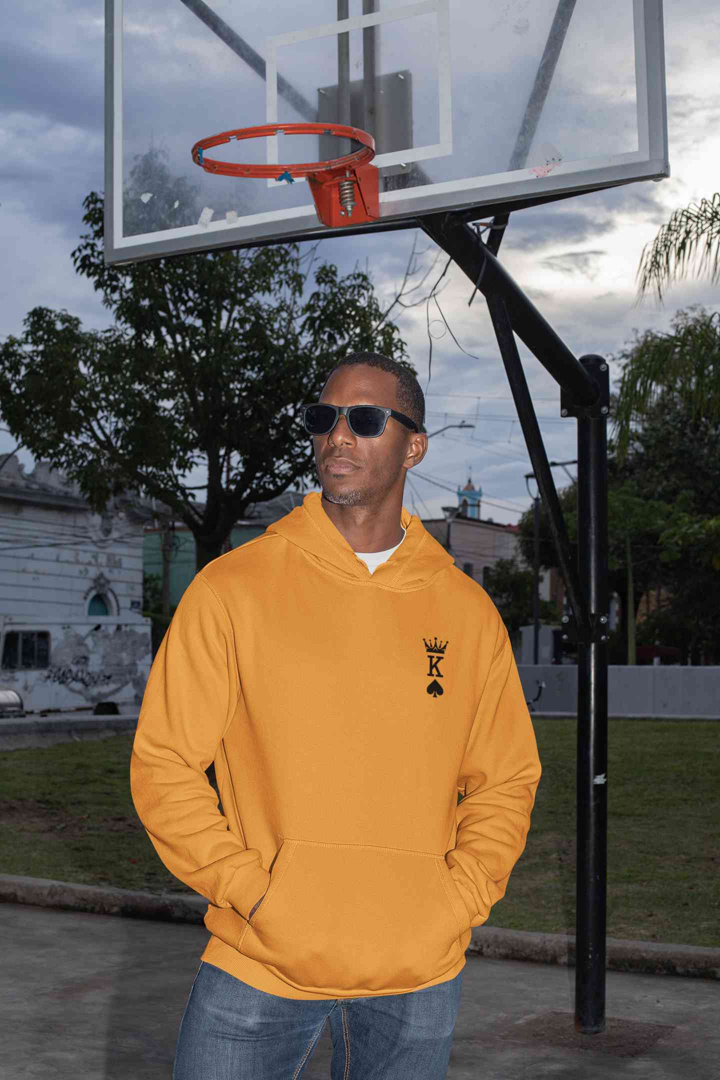 Herren Krone King Of Spades Poker Side Pocket Men Hoodies-FunkyTeesClub