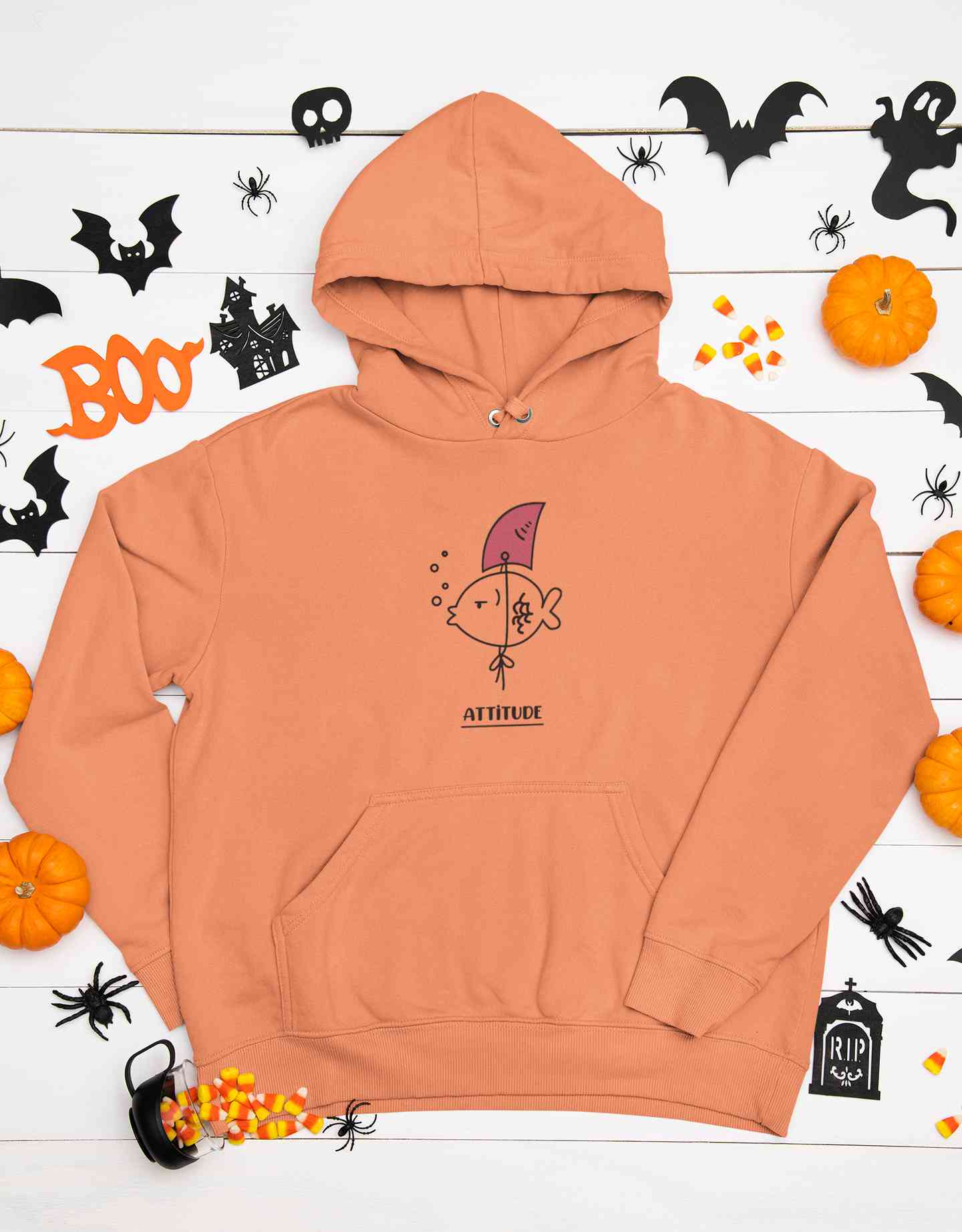 Shark Attitude Funny Cartoon Graphics Men Hoodies-FunkyTeesClub