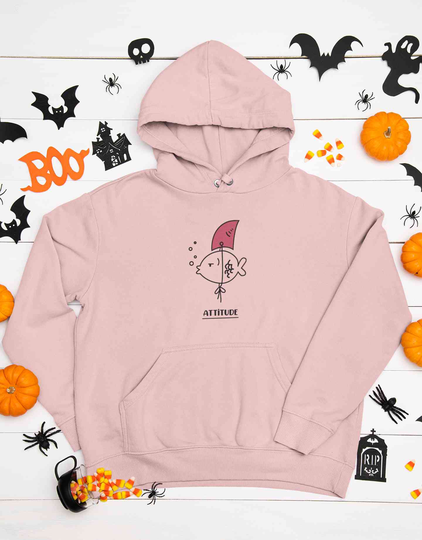 Shark Attitude Funny Cartoon Graphics Men Hoodies-FunkyTeesClub