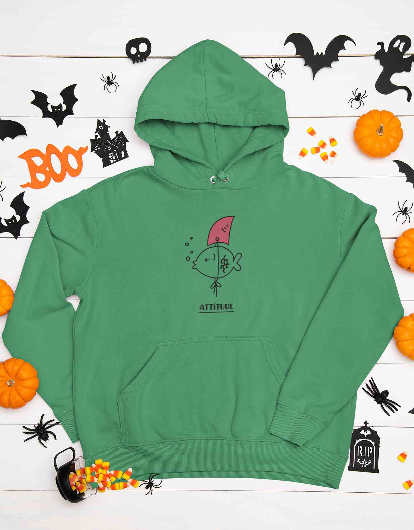 Shark Attitude Funny Cartoon Graphics Men Hoodies-FunkyTeesClub