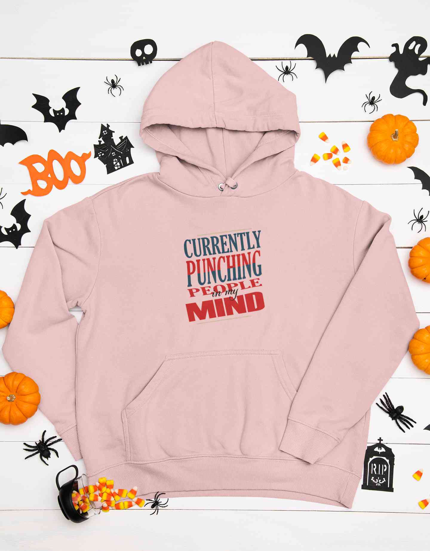 Punching People Quote Hoodies for Women-FunkyTeesClub