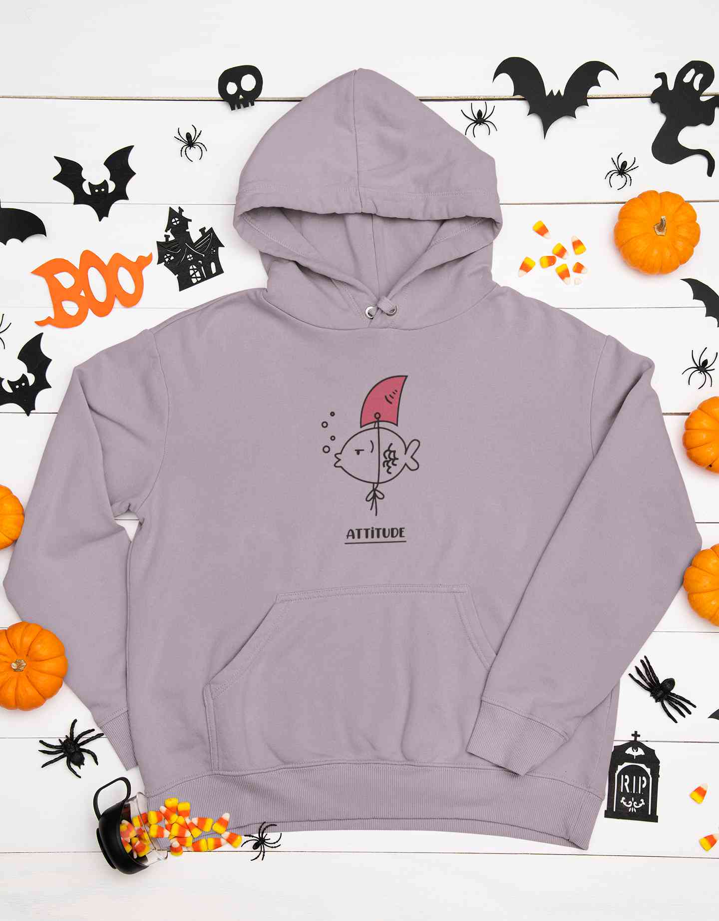 Shark Attitude Funny Cartoon Graphics Hoodies for Women-FunkyTeesClub