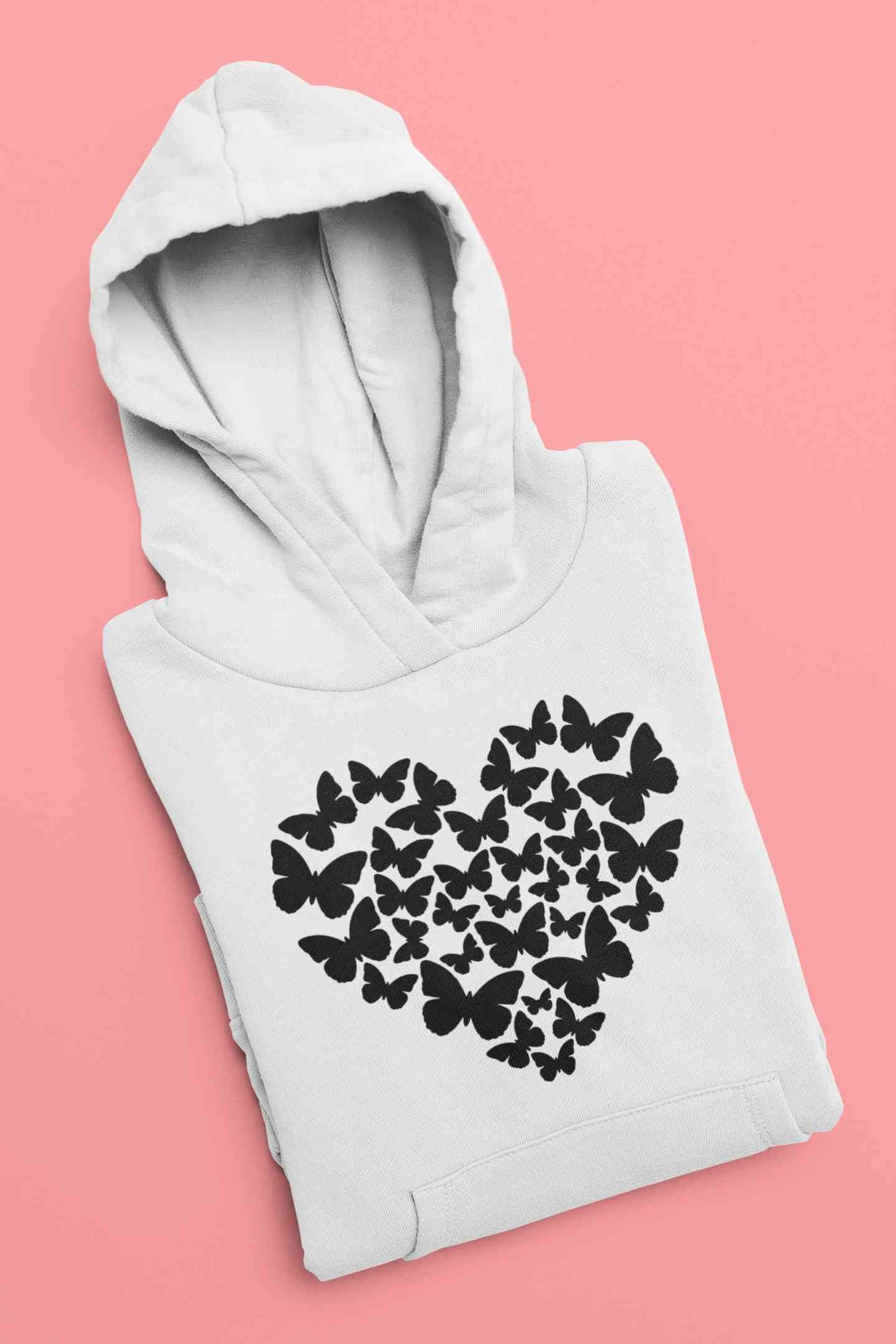 Butterflies In The Form Of A Heart Vector Hoodies for Women-FunkyTeesClub