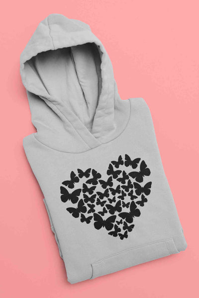 Butterflies In The Form Of A Heart Vector Hoodies for Women-FunkyTeesClub