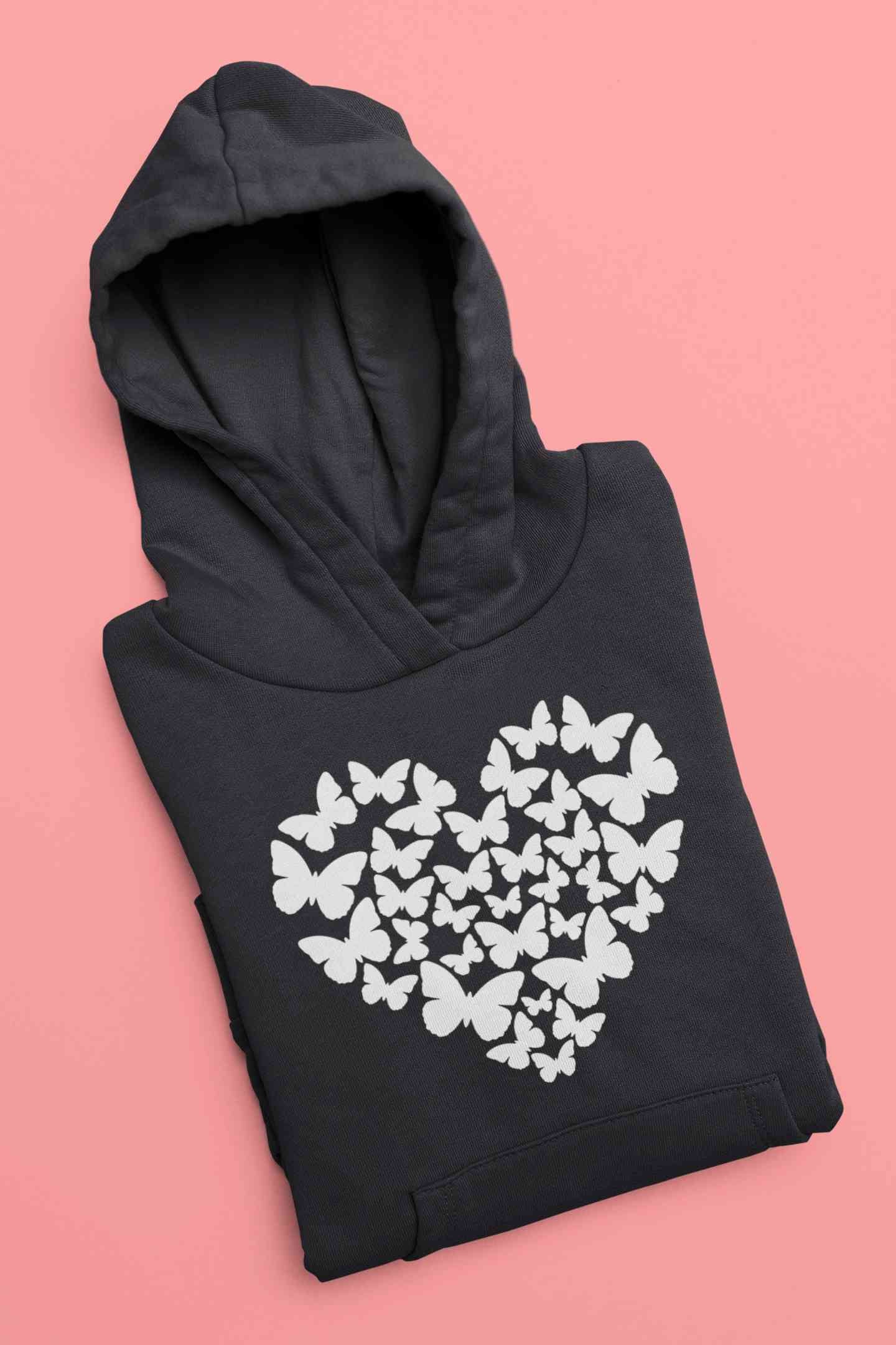 Butterflies In The Form Of A Heart Vector Hoodies for Women-FunkyTeesClub