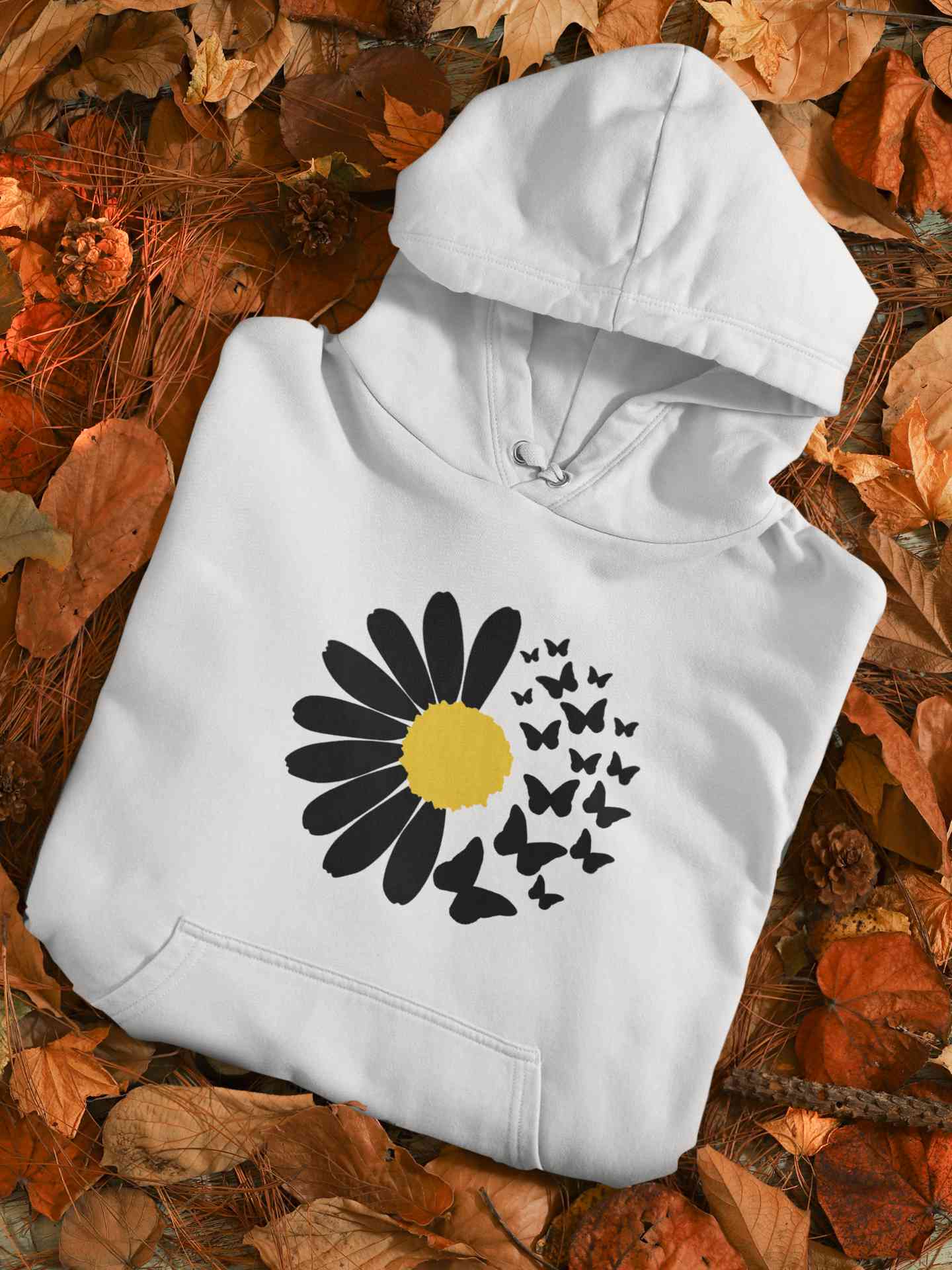 Cute Butterfly Daizy Graphic Hoodies for Women-FunkyTeesClub