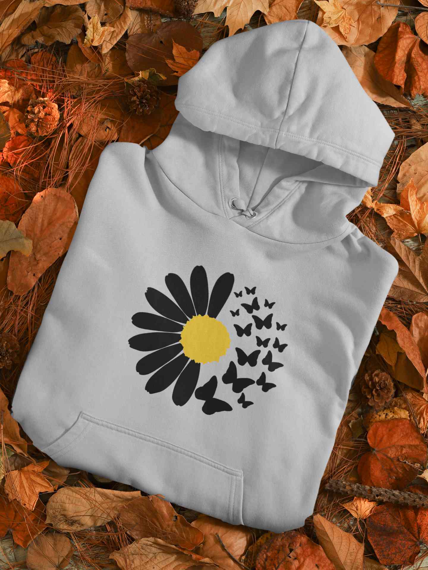 Cute Butterfly Daizy Graphic Hoodies for Women-FunkyTeesClub