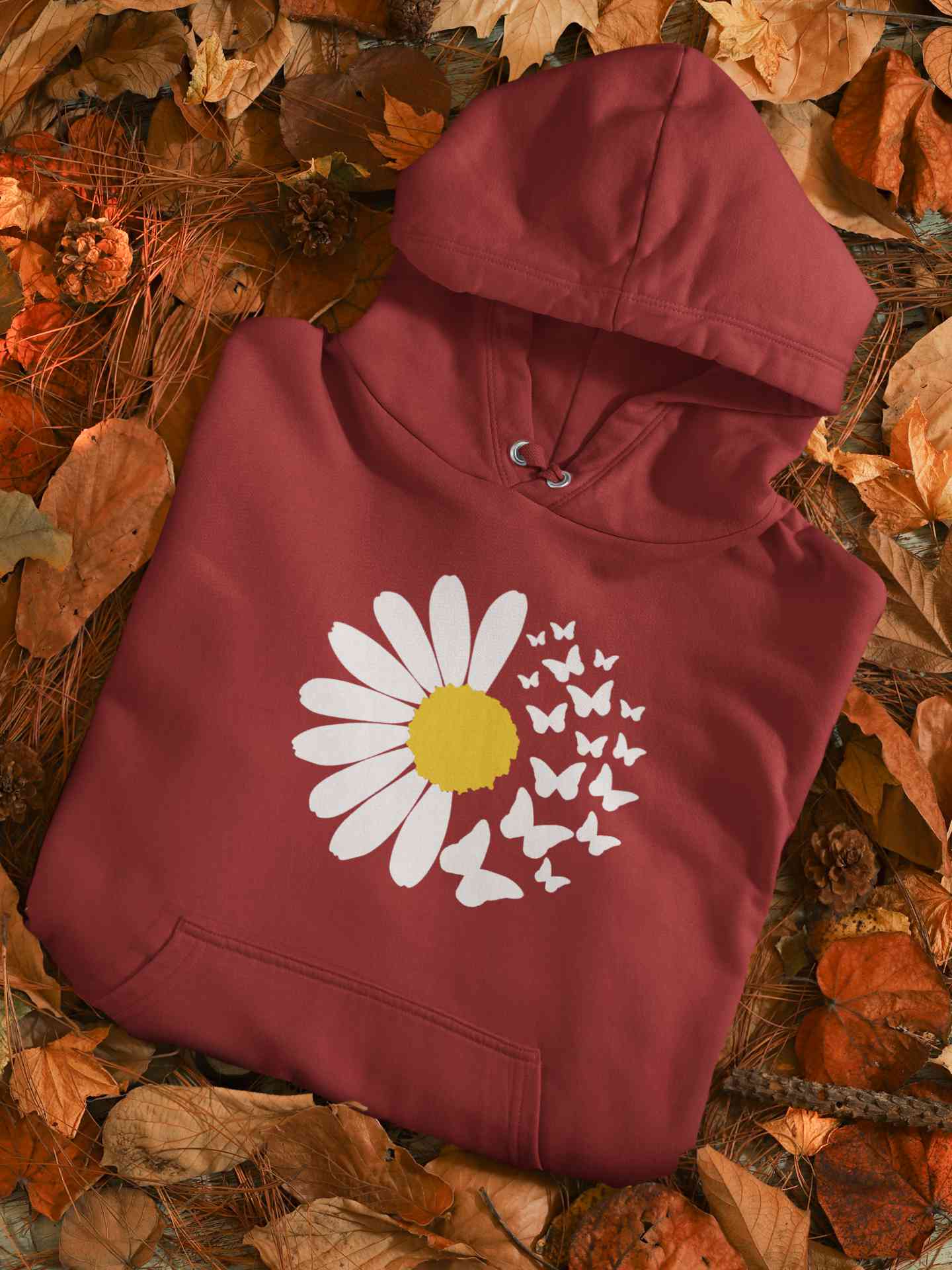 Cute Butterfly Daizy Graphic Hoodies for Women-FunkyTeesClub