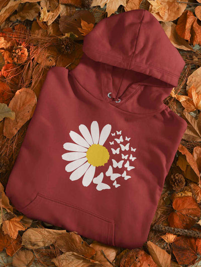 Cute Butterfly Daizy Graphic Hoodies for Women-FunkyTeesClub
