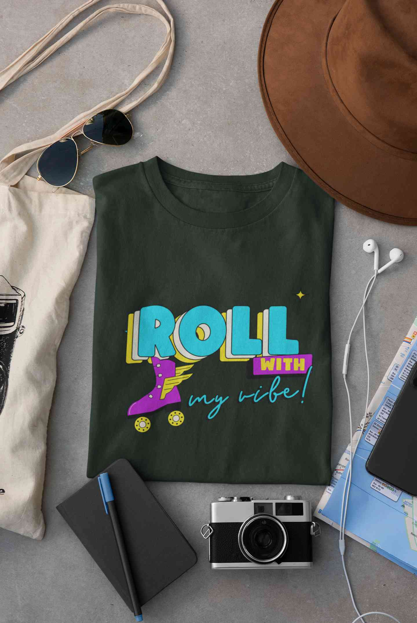 Roll With My Vibe Retro 90s Nostalgia Theme Women Half Sleeves T-shirt- FunkyTeesClub