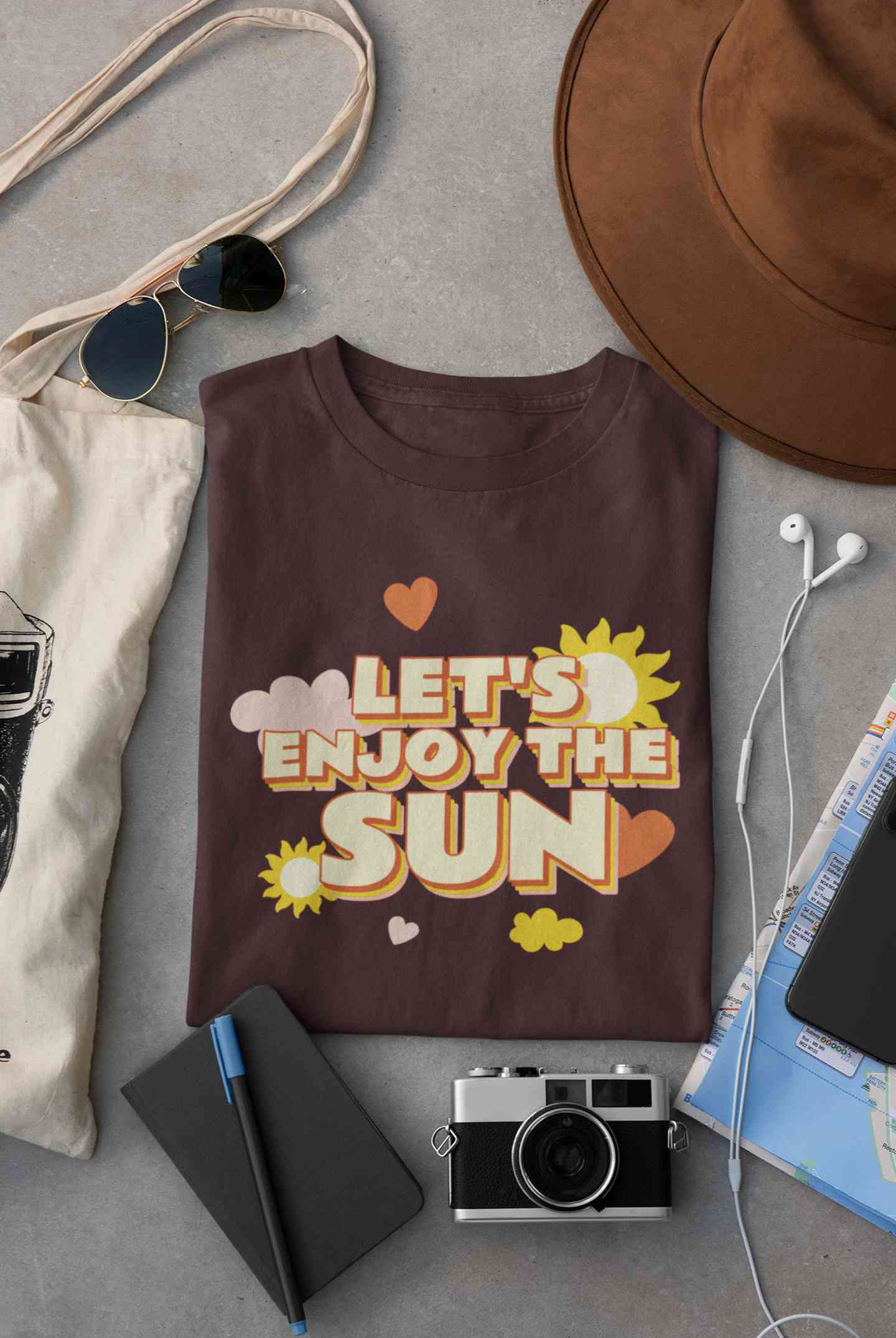 Lets Enjoy The Sun Quote Mens Half Sleeves T-shirt- FunkyTeesClub