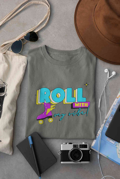 Roll With My Vibe Retro 90s Nostalgia Theme Mens Half Sleeves T-shirt- FunkyTeesClub