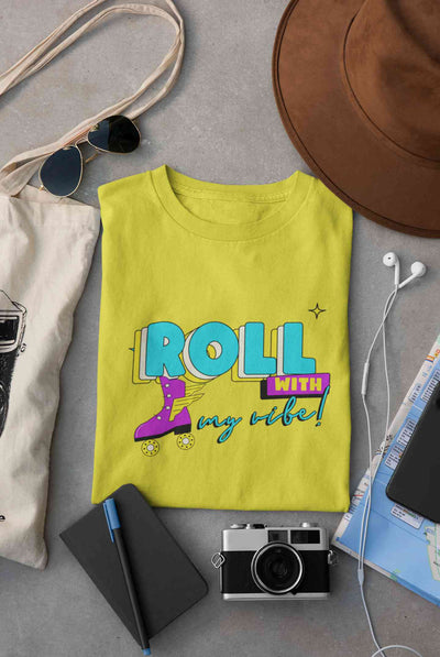 Roll With My Vibe Retro 90s Nostalgia Theme Mens Half Sleeves T-shirt- FunkyTeesClub