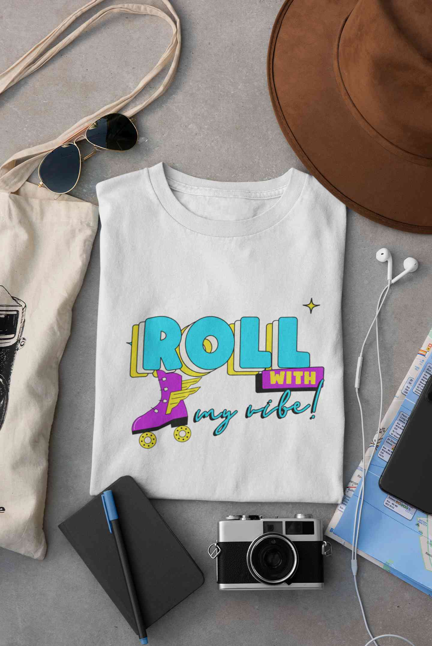 Roll With My Vibe Retro 90s Nostalgia Theme Mens Half Sleeves T-shirt- FunkyTeesClub