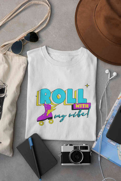 Roll With My Vibe Retro 90s Nostalgia Theme Mens Half Sleeves T-shirt- FunkyTeesClub