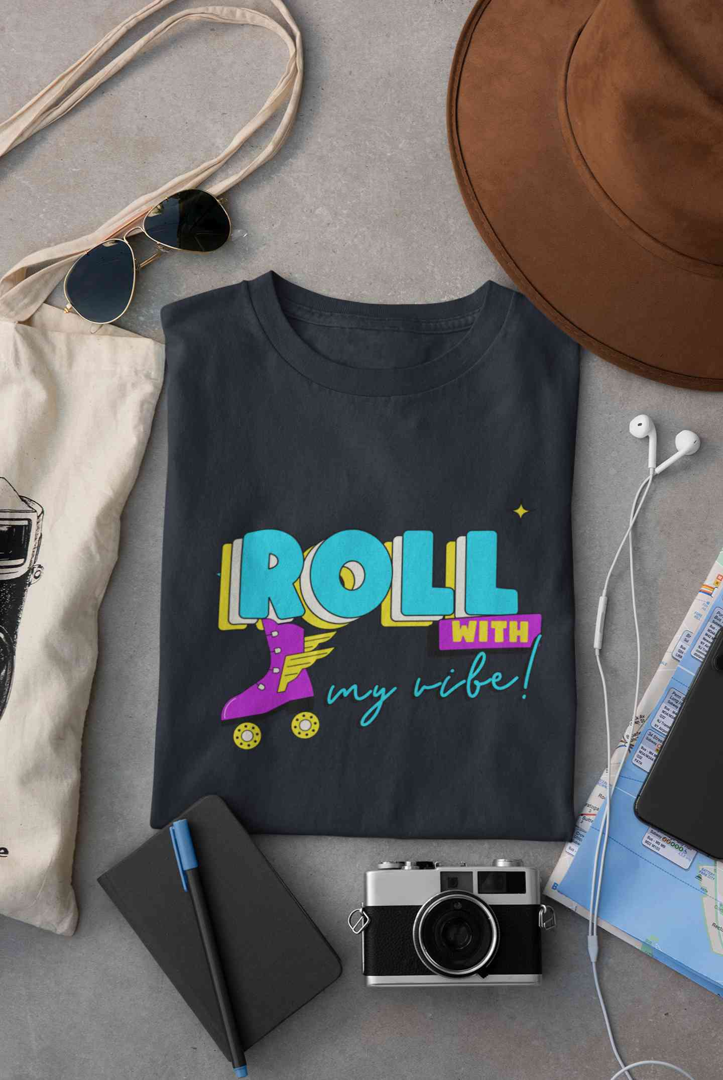 Roll With My Vibe Retro 90s Nostalgia Theme Women Half Sleeves T-shirt- FunkyTeesClub