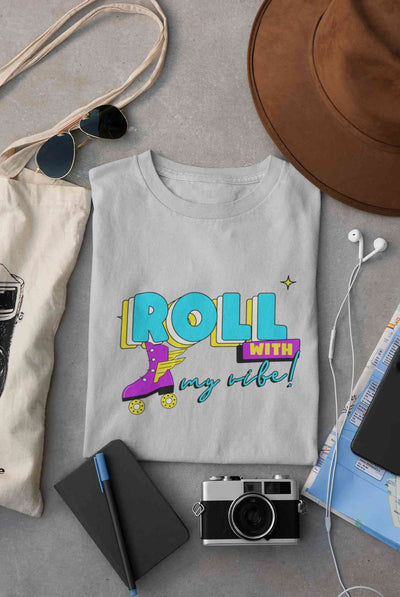 Roll With My Vibe Retro 90s Nostalgia Theme Mens Half Sleeves T-shirt- FunkyTeesClub