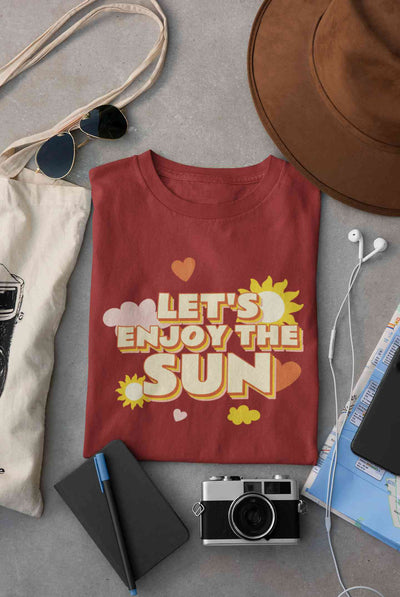 Lets Enjoy The Sun Quote Mens Half Sleeves T-shirt- FunkyTeesClub