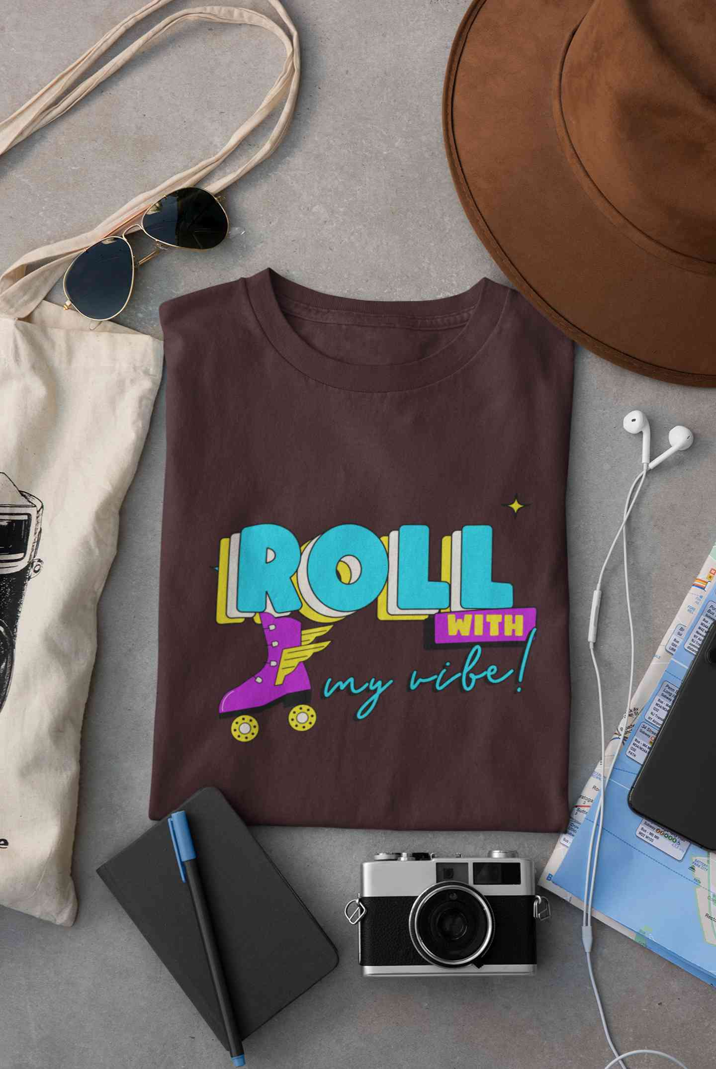 Roll With My Vibe Retro 90s Nostalgia Theme Mens Half Sleeves T-shirt- FunkyTeesClub